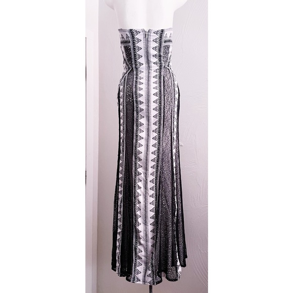 Moving Sale! EUC BCBG MAXAZRIA Kia Geometric Strapless Maxi Off White Black Sz 0 - Picture 5 of 13